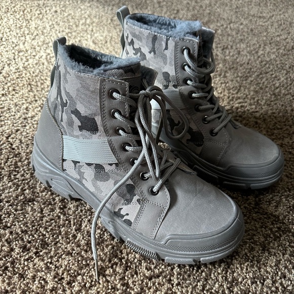 Men’s Combat Camo Boot Size 8.5 Non-Slip Wear-Resistant Gray Lace Up - Picture 1 of 8